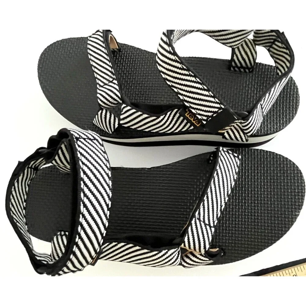 Teva Womens Flatform Sandals Size 9 Universal PlatformCandy Stripe Black White